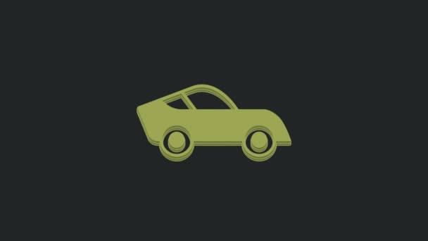 緑の車のアイコンは黒の背景に隔離された 4Kビデオモーショングラフィックアニメーション — ストック動画