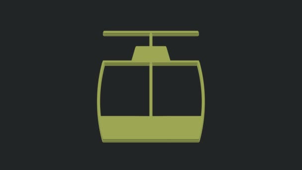 Green Cable Car Icon Isolated Black Background Funicular Sign Video — Stock Video