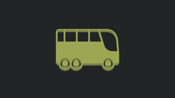 Siyah Arkaplanda Yeşil Otobüs Simgesi Izole Edildi Ulaşım Konsepti Otobüs — Stok video