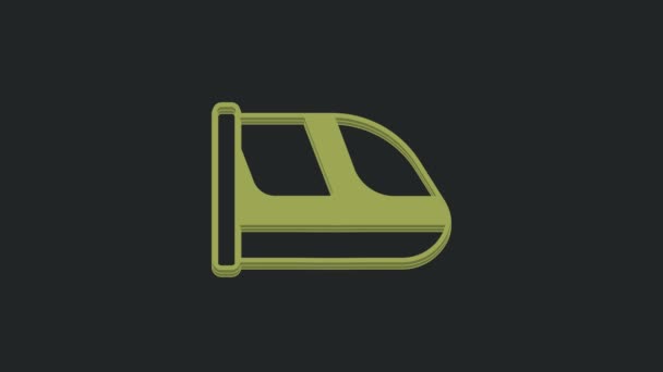 Grön Tåg Och Järnväg Ikon Isolerad Svart Bakgrund Kollektivtrafikens Symbol — Stockvideo