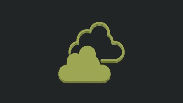 Green Cloudy Weerpictogram Geïsoleerd Zwarte Achtergrond Video Motion Grafische Animatie — Stockvideo