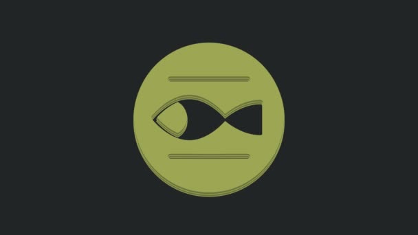 绿色双鱼座黄道带标志图标孤立在黑色背景 占星术的星座集合 4K视频运动图形动画 — 图库视频影像