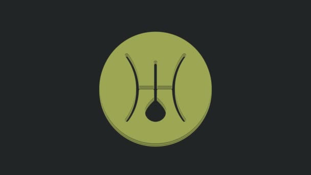Зеленый Древний Астрологический Символ Иконы Урана Выделен Черном Фоне Планета — стоковое видео