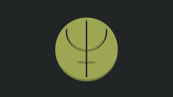 Icono Símbolo Del Planeta Neptuno Verde Aislado Sobre Fondo Negro — Vídeo de stock