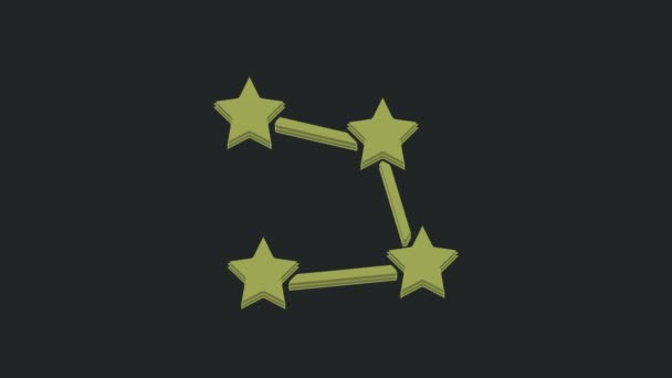 绿星星座黄道带图标孤立在黑色背景 4K视频运动图形动画 — 图库视频影像