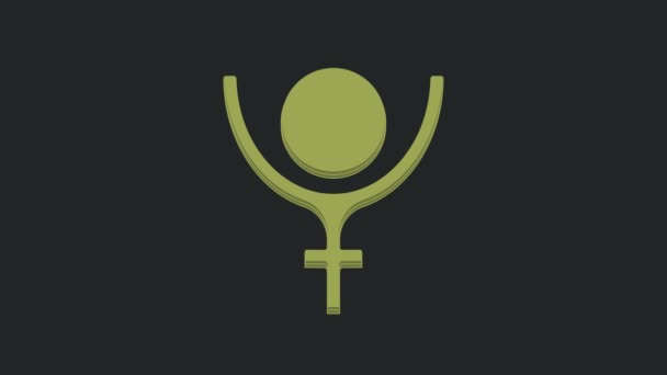 Verde Símbolo Astrológico Antigo Ícone Plutão Isolado Fundo Preto Planeta — Vídeo de Stock