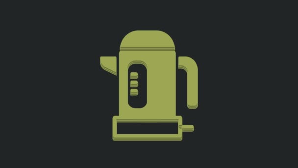 Green Electric Kettle Icon Isolated Black Background Teapot Icon Video — Stock Video