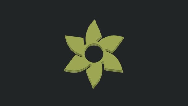 Icono Flor Verde Aislado Sobre Fondo Negro Dulce Comida Natural — Vídeo de stock