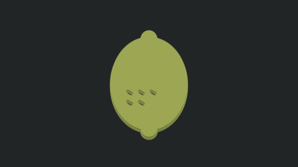 绿色柠檬图标隔离在黑色背景 4K视频运动图形动画 — 图库视频影像