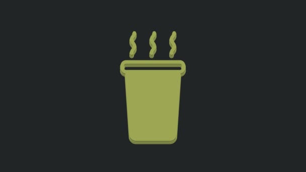 Taça Verde Chá Ícone Isolado Fundo Preto Animação Gráfica Movimento — Vídeo de Stock