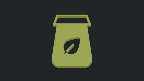 Icona Confezione Verde Isolato Sfondo Nero Sacchetto Carta Con Animazione — Video Stock