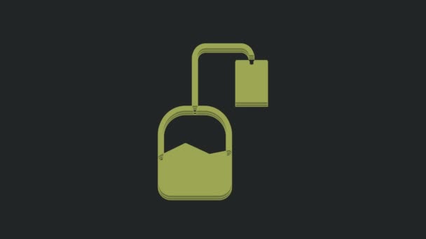 绿茶袋图标孤立在黑色背景 4K视频运动图形动画 — 图库视频影像