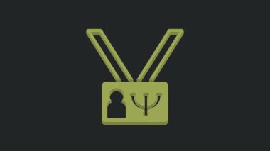 Siyah arkaplanda izole edilmiş Yeşil Psikoloji ikonu. Psi sembolü. Akıl sağlığı konsepti, psikanaliz analizi ve psikoterapi. 4K Video hareketli grafik canlandırması.