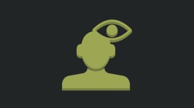 Psikoloji ikonundaki sorunun yeşil çözümü siyah arka planda izole edilmiş. Akıl sağlığı terapisi. 4K Video hareketli grafik canlandırması.