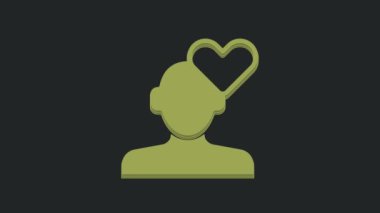 Siyah arka planda yeşil kırık kalp ya da boşanma ikonu var. Aşk sembolü. Sevgililer Günü. 4K Video hareketli grafik canlandırması.