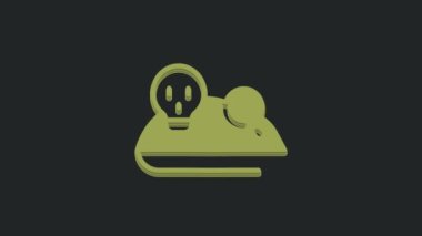 Yeşil Deneysel Fare simgesi siyah arkaplanda izole edildi. 4K Video hareketli grafik canlandırması.