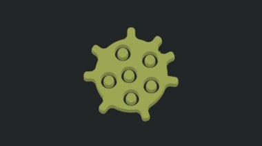 Siyah arkaplanda yeşil bakteri simgesi izole edildi. Bakteriler ve mikroorganizmalar, sebep olan mikroorganizma hastalıkları, hücre kanseri, mikrop, virüs, mantar. 4K Video hareketli grafik canlandırması.