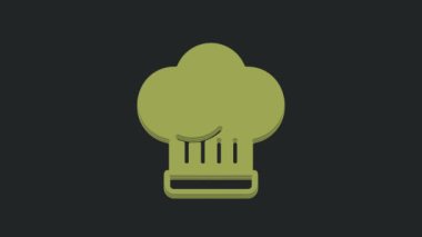 Yeşil Şef şapka simgesi siyah arkaplanda izole edildi. Aşçılık sembolü. Aşçı şapkası. 4K Video hareketli grafik canlandırması.