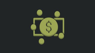 Green Stacks kağıt para ikonu siyah arka planda izole. Para desteleri. Para birimi. 4K Video hareketli grafik canlandırması.