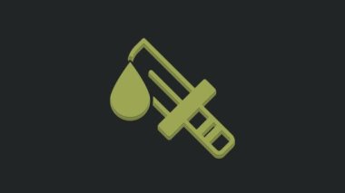 Siyah arka planda yeşil kanlı bıçak ikonu var. 4K Video hareketli grafik canlandırması.