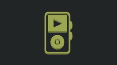 Green Music player simgesi siyah arkaplanda izole edildi. Taşınabilir müzik cihazı. 4K Video hareketli grafik canlandırması.