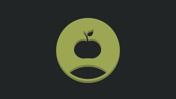 Grøn Apple Ikon Isoleret Sort Baggrund Overvægt Sund Kost Menu – Stock-video