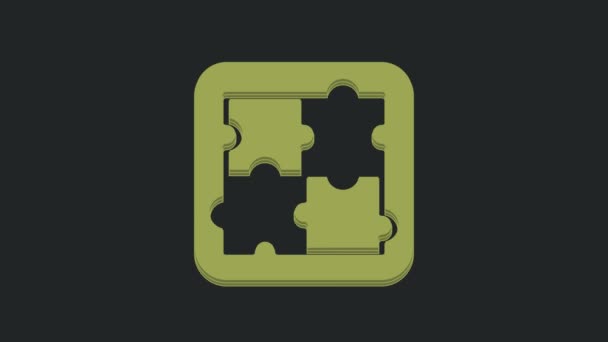 Green Solution Problem Psychology Icon Isolated Black Background Inglés Puzzle — Vídeo de stock