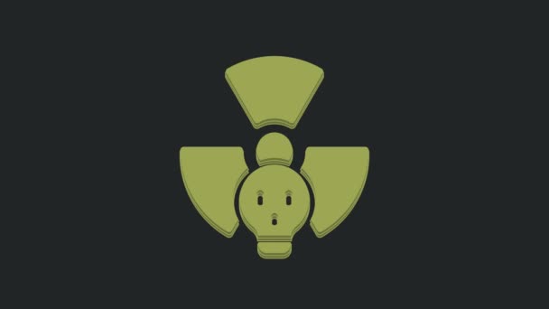 Grünes Radioaktives Symbol Isoliert Auf Schwarzem Hintergrund Radioaktives Toxisches Symbol — Stockvideo
