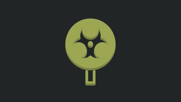 Символ Green Biohazard Ізольований Чорному Тлі Відеографічна Анімація — стокове відео