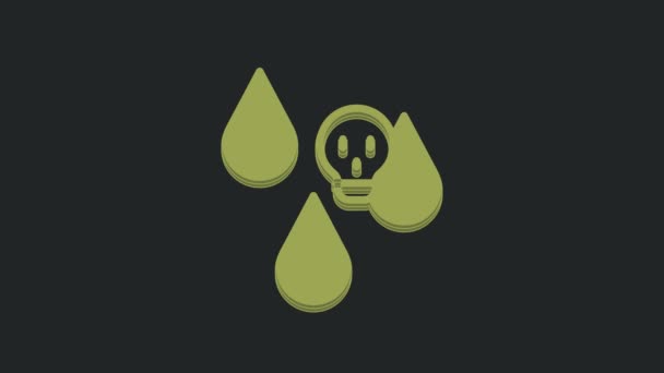 Green Acid Rain Radioactive Cloud Icon Isolated Black Background Effects — Stock Video