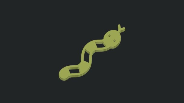 黒の背景に隔離された緑のヘビのアイコン 4Kビデオモーショングラフィックアニメーション — ストック動画