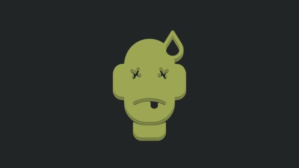 Green Man Poisoning Icon Isolated Black Background Video Motion Graphic — Stock Video