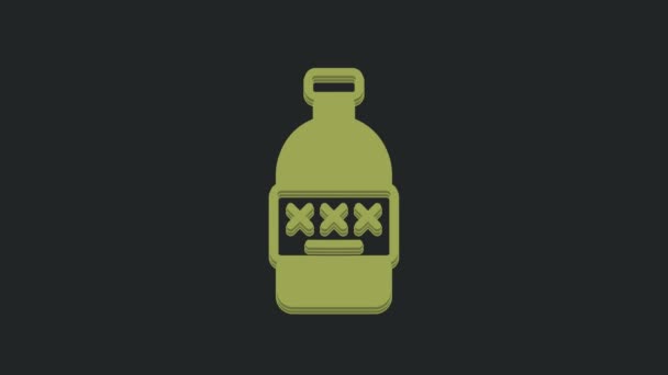 Icono Alcohol Envenenado Verde Aislado Sobre Fondo Negro Animación Gráfica — Vídeos de Stock