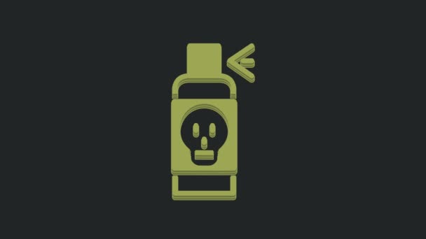 Spray Verde Contro Icona Degli Insetti Isolata Sfondo Nero Animazione — Video Stock
