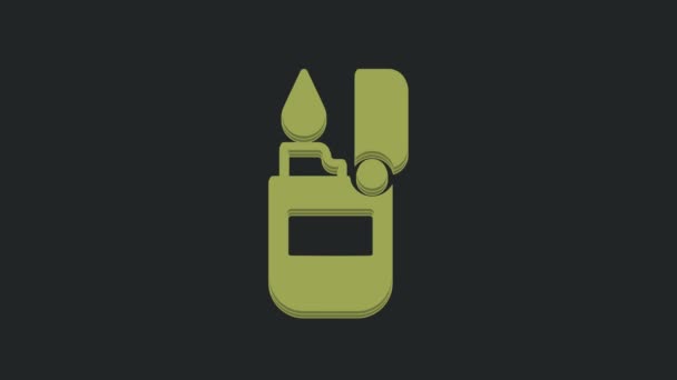 Ikona Zeleného Zapalovače Izolovaná Černém Pozadí Grafická Animace Pohybu Videa — Stock video