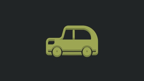Green Car Icoon Geïsoleerd Zwarte Achtergrond Video Motion Grafische Animatie — Stockvideo