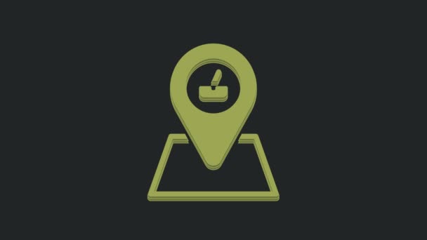 Значок Местоположения Зеленого Пикника Выделен Чёрном Фоне Видеографическая Анимация — стоковое видео