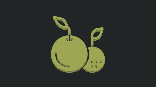 Grön Frukt Ikon Isolerad Svart Bakgrund Video Motion Grafisk Animation — Stockvideo