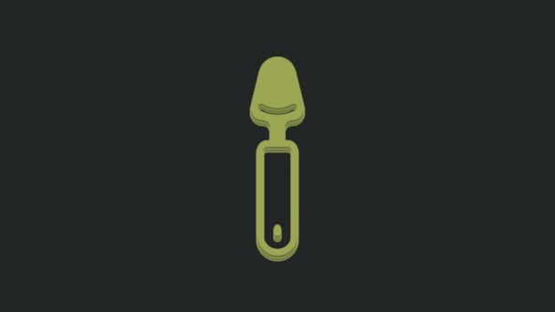 Green Spoon Symbol Isoliert Auf Schwarzem Hintergrund Kochutensilien Besteckschild Vorhanden — Stockvideo