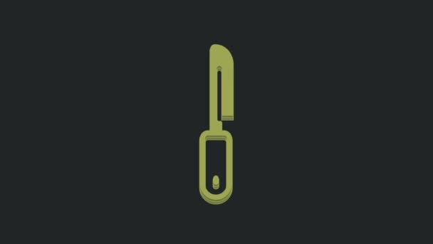 Green Knife Icoon Geïsoleerd Zwarte Achtergrond Bestek Symbool Video Motion — Stockvideo