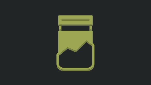 绿色塑胶袋的药物图标孤立在黑色背景 对健康有危险4K视频运动图形动画 — 图库视频影像
