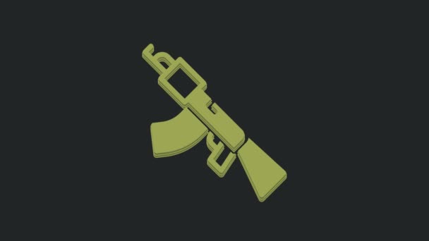 Ícone Sub Metralhadora Verde Isolado Fundo Preto Kalashnikov Ak47 Animação — Vídeo de Stock