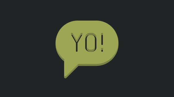 Green Slang Písmo Ikona Izolované Černém Pozadí Pozdravná Slova Grafická — Stock video