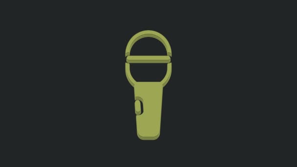 Green Microphone Icon Isolated Black Background Air Radio Mic Microphone — Stock Video
