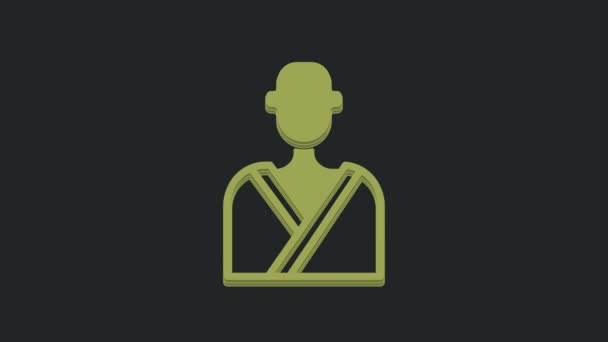 Green Man Sauna Icon Isolated Black Background Video Motion Graphic — Stock Video