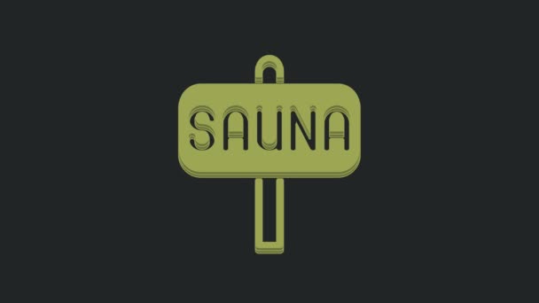 Green Sauna Icoon Geïsoleerd Zwarte Achtergrond Video Motion Grafische Animatie — Stockvideo