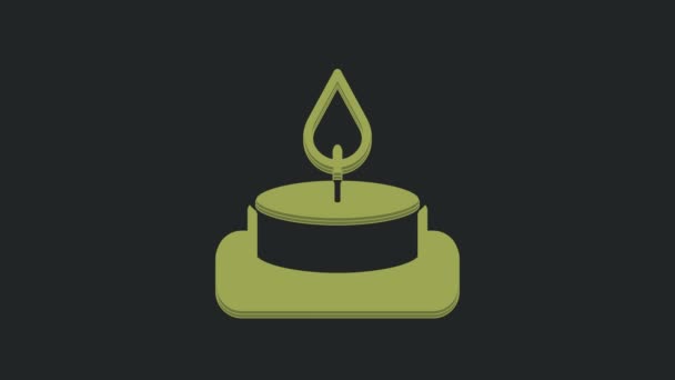 Иконка Зеленой Ароматной Свечи Выделена Черном Фоне Видеографическая Анимация — стоковое видео