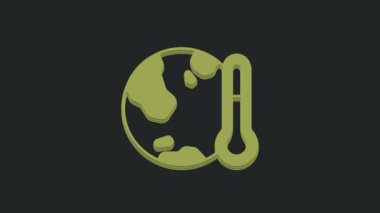Yeşil Gezegen Dünyası 'nın erimesi siyah arka planda izole edilmiş küresel ısınma ikonuna dönüşüyor. Ekolojik problemler ve çözümler - termometre. 4K Video hareketli grafik canlandırması.