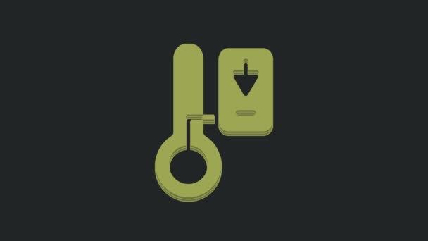 绿色桑拿温度计图标隔离在黑色背景 桑拿浴设备 4K视频运动图形动画 — 图库视频影像