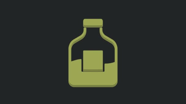 Зеленая Стеклянная Бутылка Иконой Водки Черном Фоне Видеографическая Анимация — стоковое видео